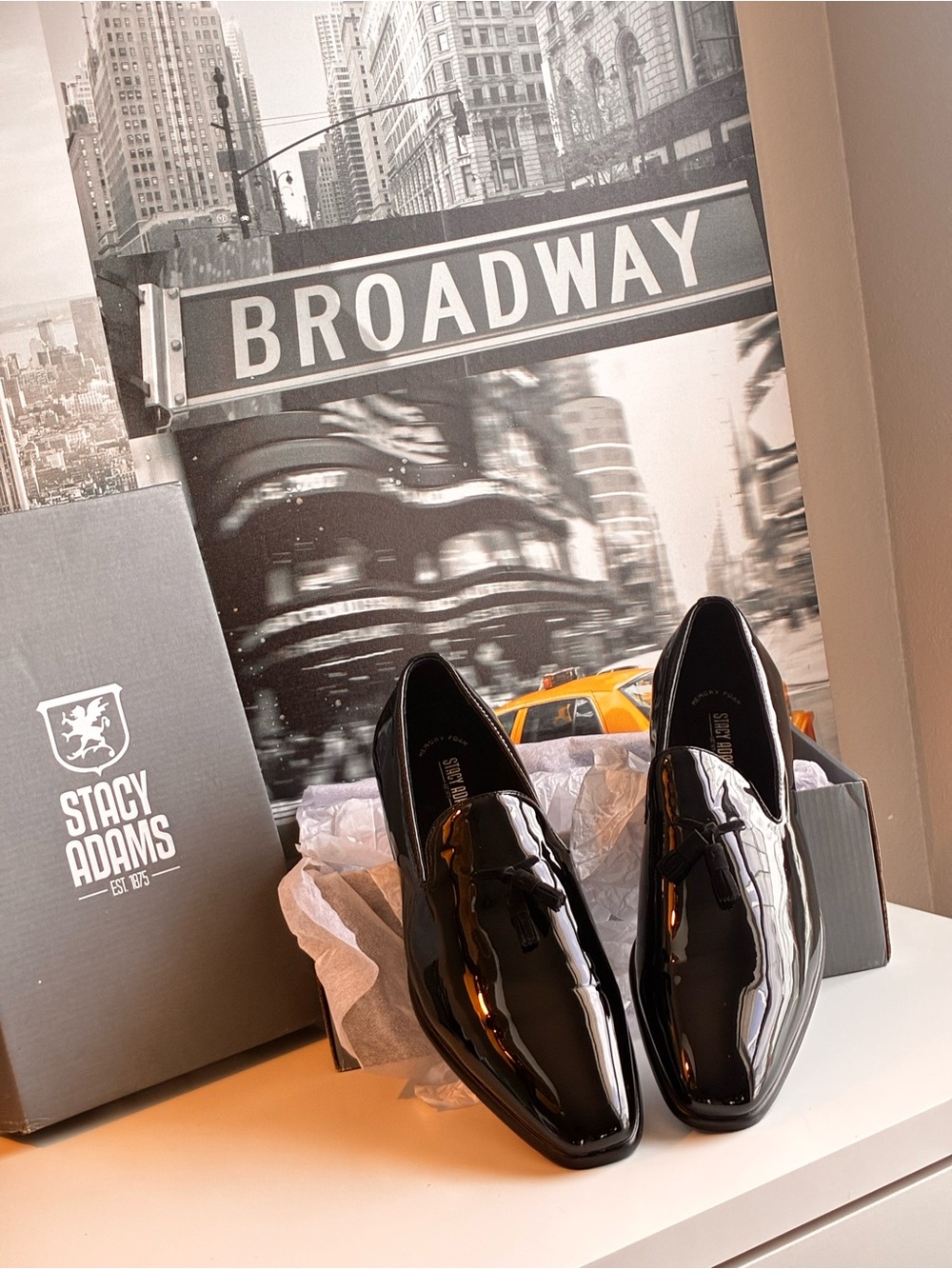 Stacy Adams Tuxedo Black Patent Leather Tassel Slip-On Loafers